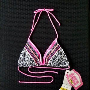 💖💖NWT COCO RAVE PINK, BLACK, & WHITE BIKINI TOP M/L